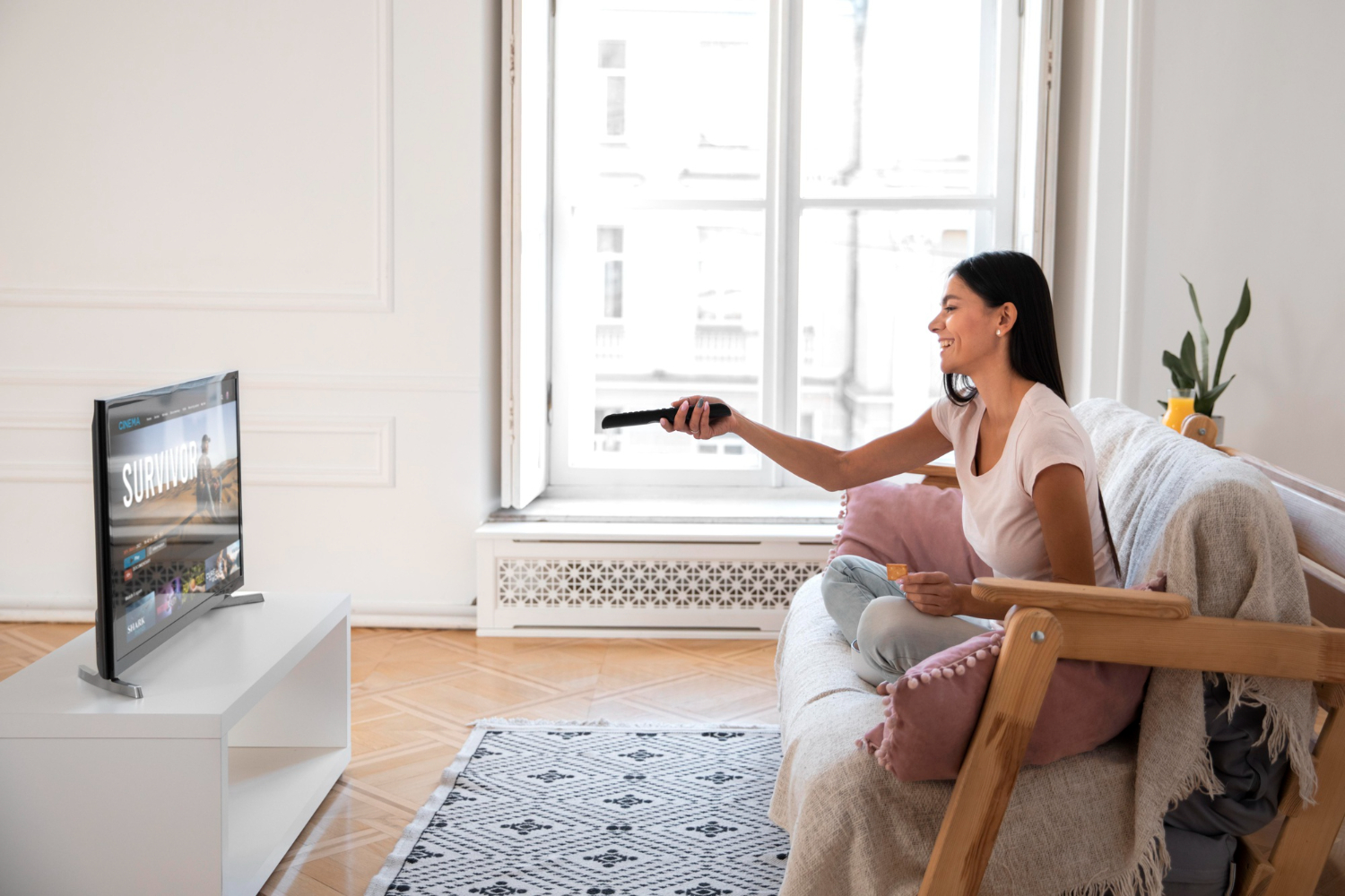 woman watching tv